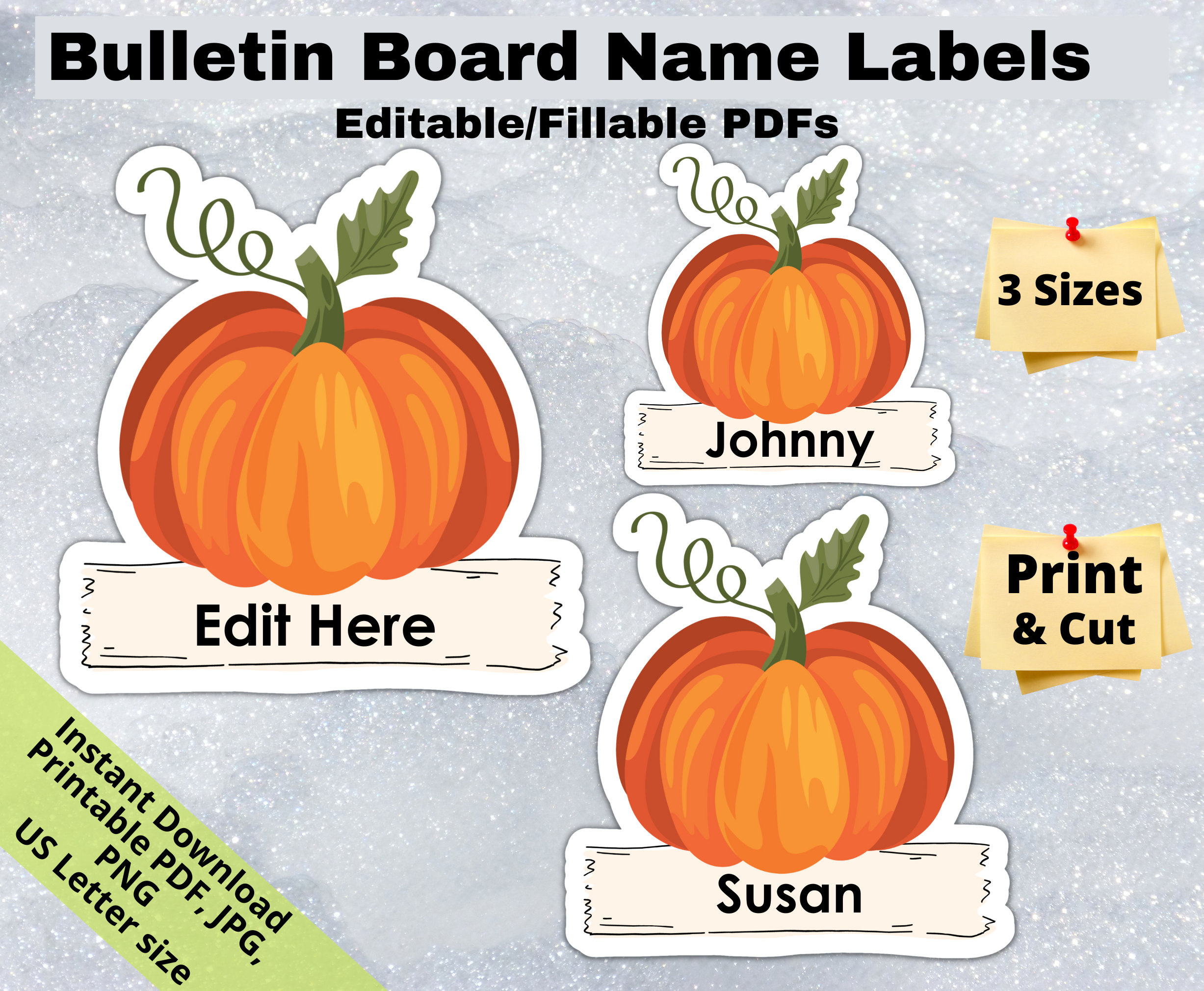 Pumpkins Fall, Editable Student Name Tags Printables, Classroom in Pumpkin Name Tags Printable
