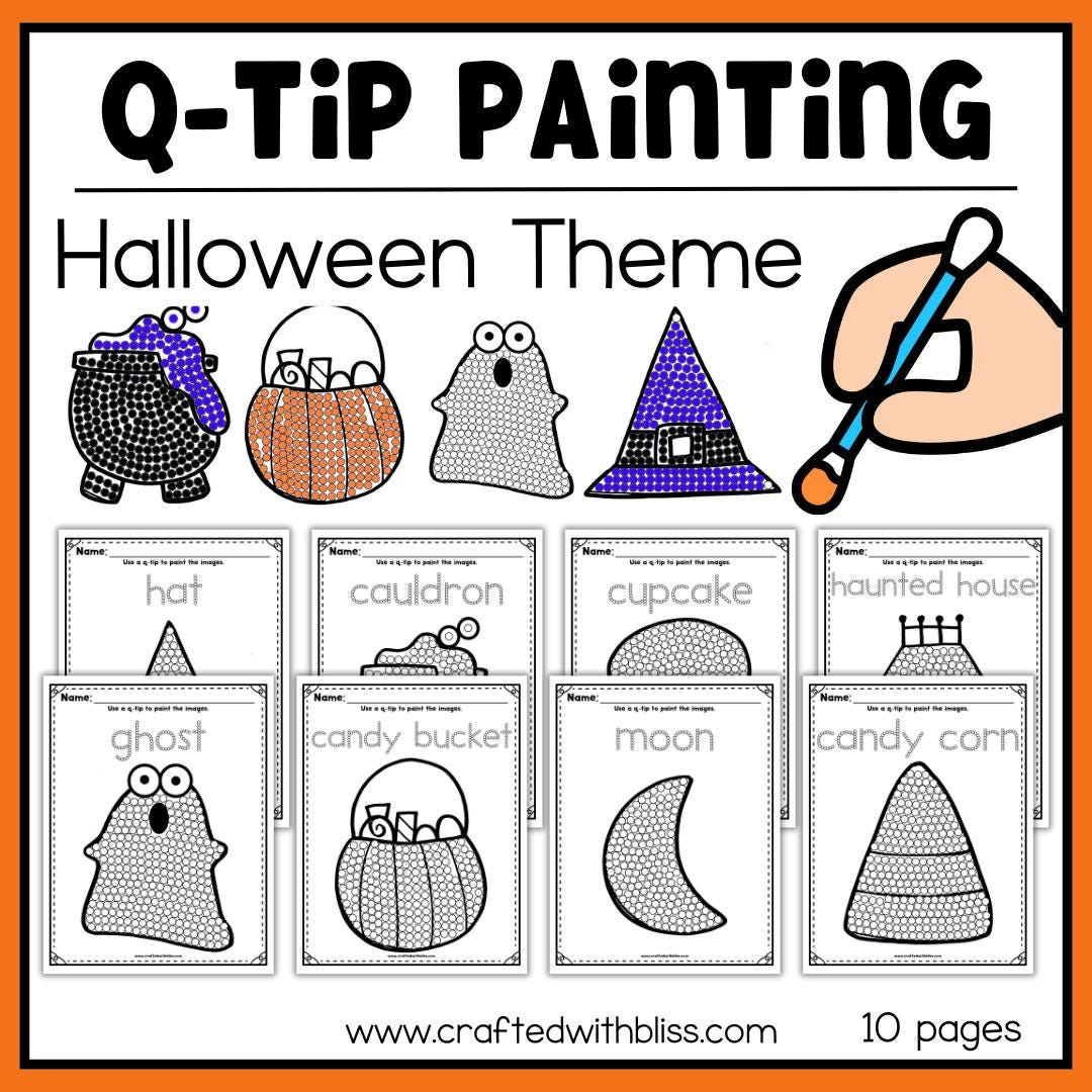 Q-Tip Painting Halloween Craft - Etsy pertaining to Q Tip Painting Printable Halloween
