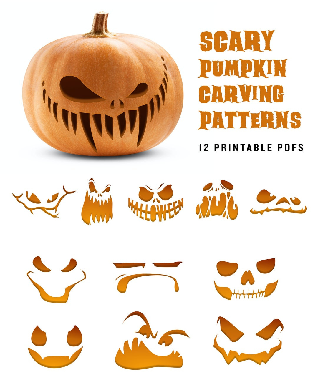 Scary Pumpkin Carving Pattern Angry Jack-O-Lantern Printable throughout Pumpkin Carving Patterns Free Printable Scary