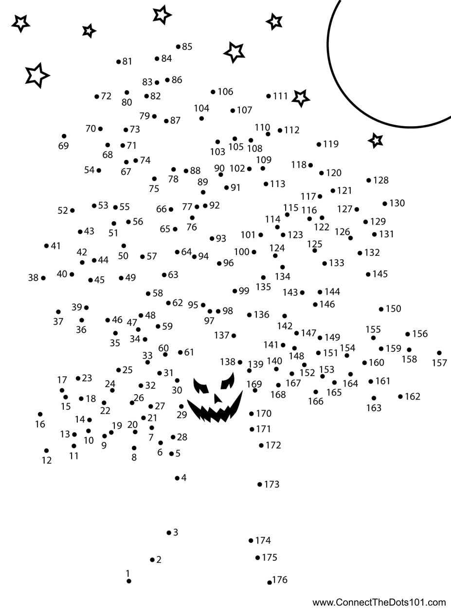Scary Tree Dot To Dot Printable Worksheet - Connect The Dots inside Free Printable Halloween Dot To Dot Hard