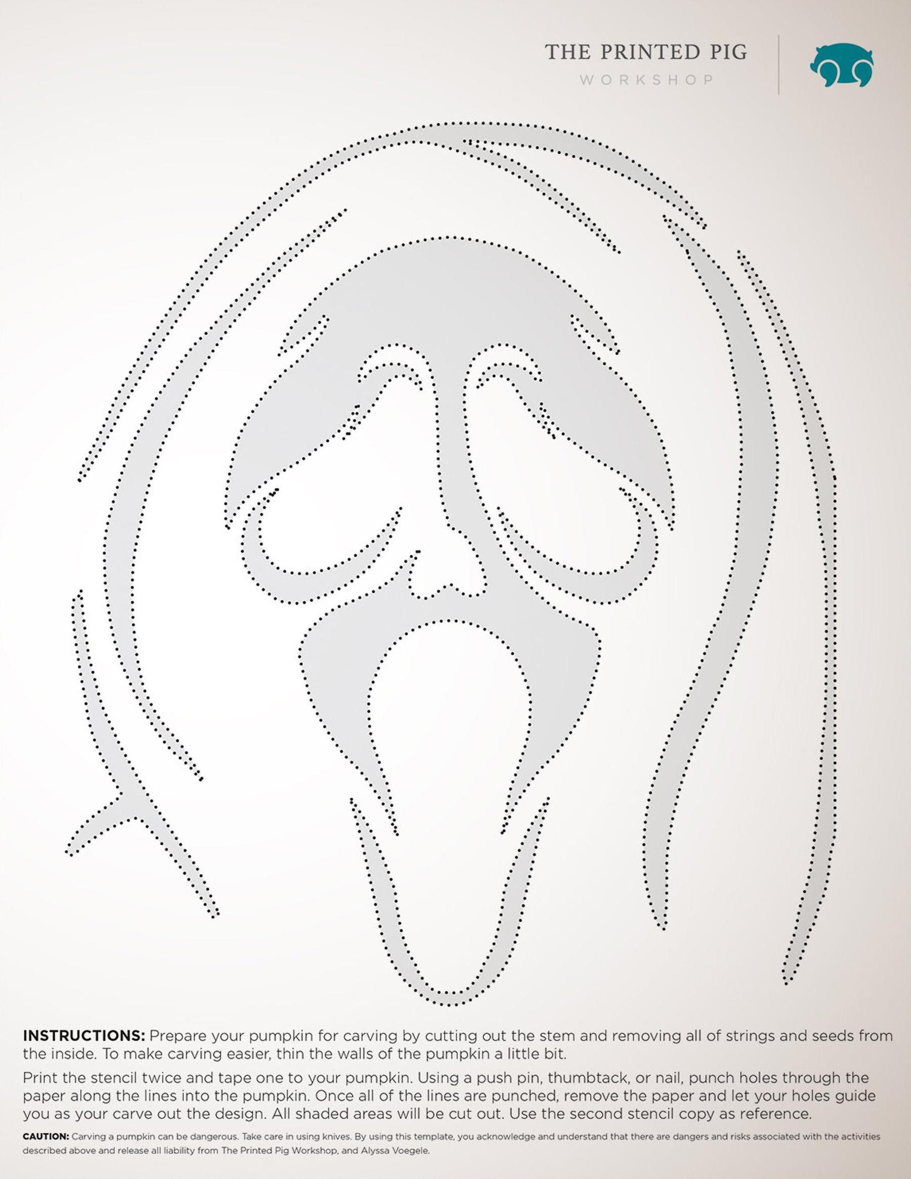 Scream: Ghostface (Free Pumpkin Stencil - Pumpkin Pattern inside Scream Pumpkin Stencil Printable