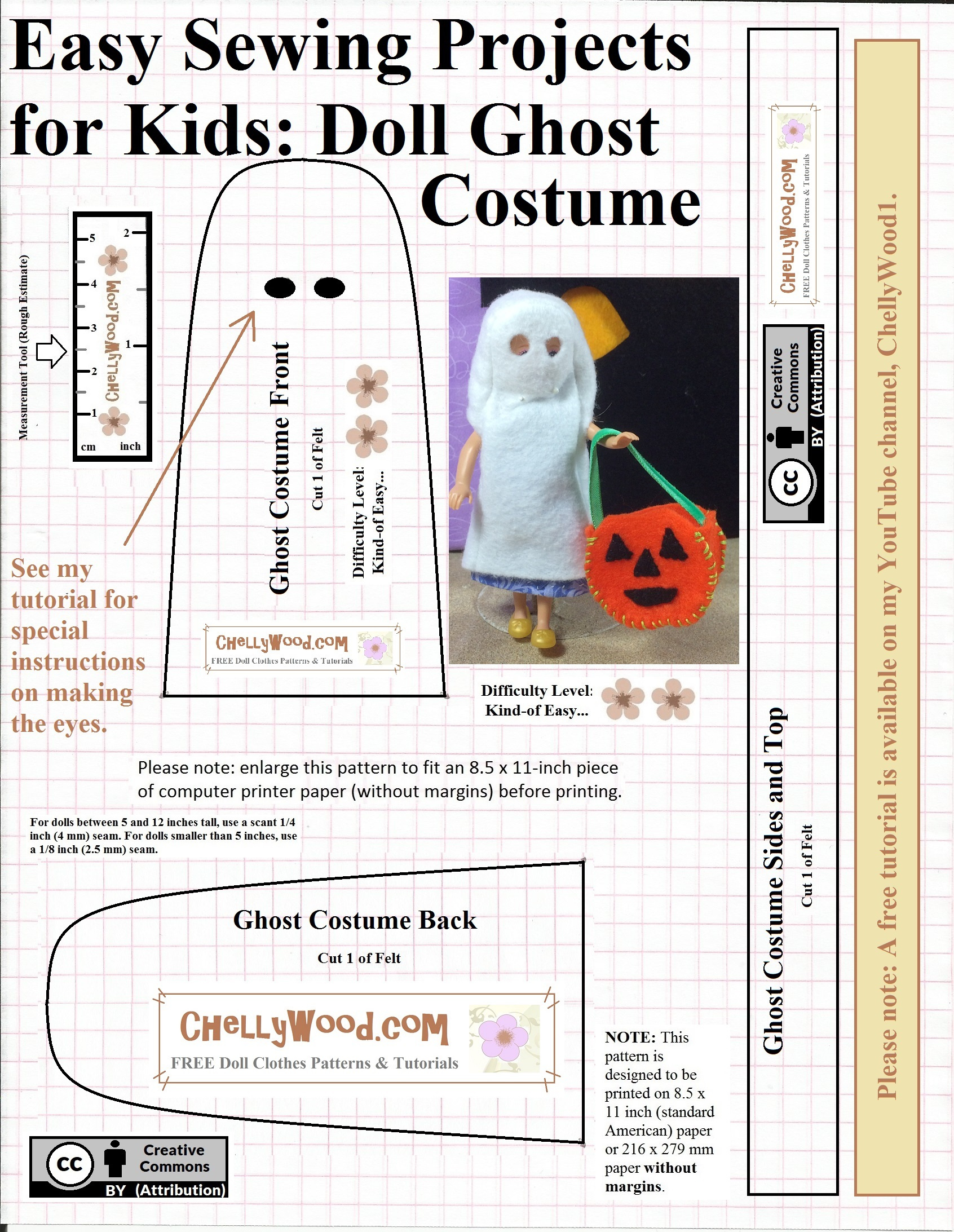 Sew A Felt #Halloween #Ghost Costume For 1:12 Or 1:18 Scale #Dolls pertaining to Free Printable 1/12 Scale Halloween