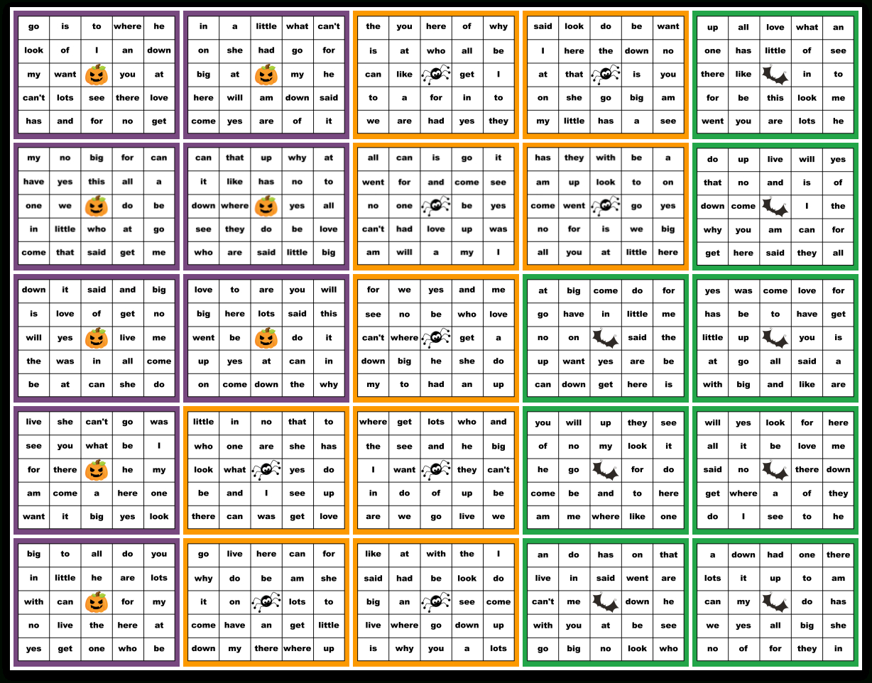 Sight Words Halloween Bingo Printable Package - Extremecouponingmom intended for Free Printable Halloween Word Bingo Cards