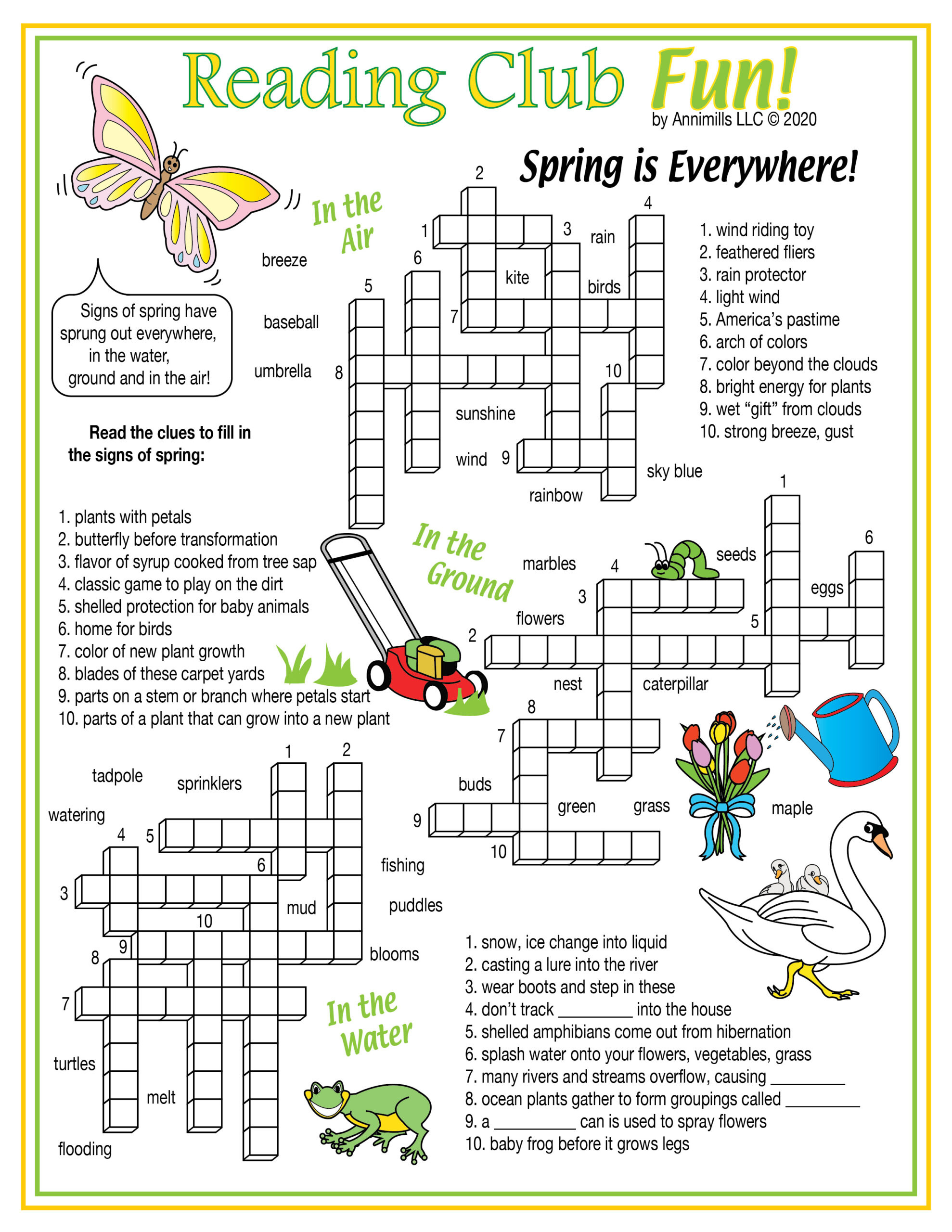 Signs Of Spring Everywhere Printable Crossword | Madeteachers in Spring Crossword Puzzles Printable