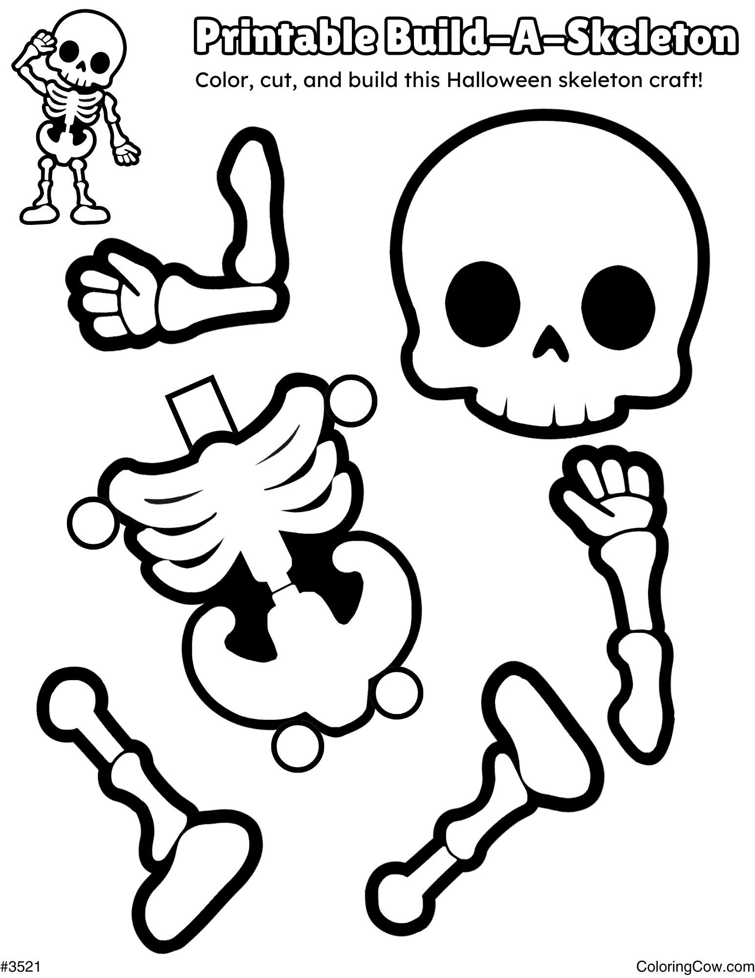 Skeleton Craft Printable - Printable Party Favors pertaining to Printable Halloween Skeleton