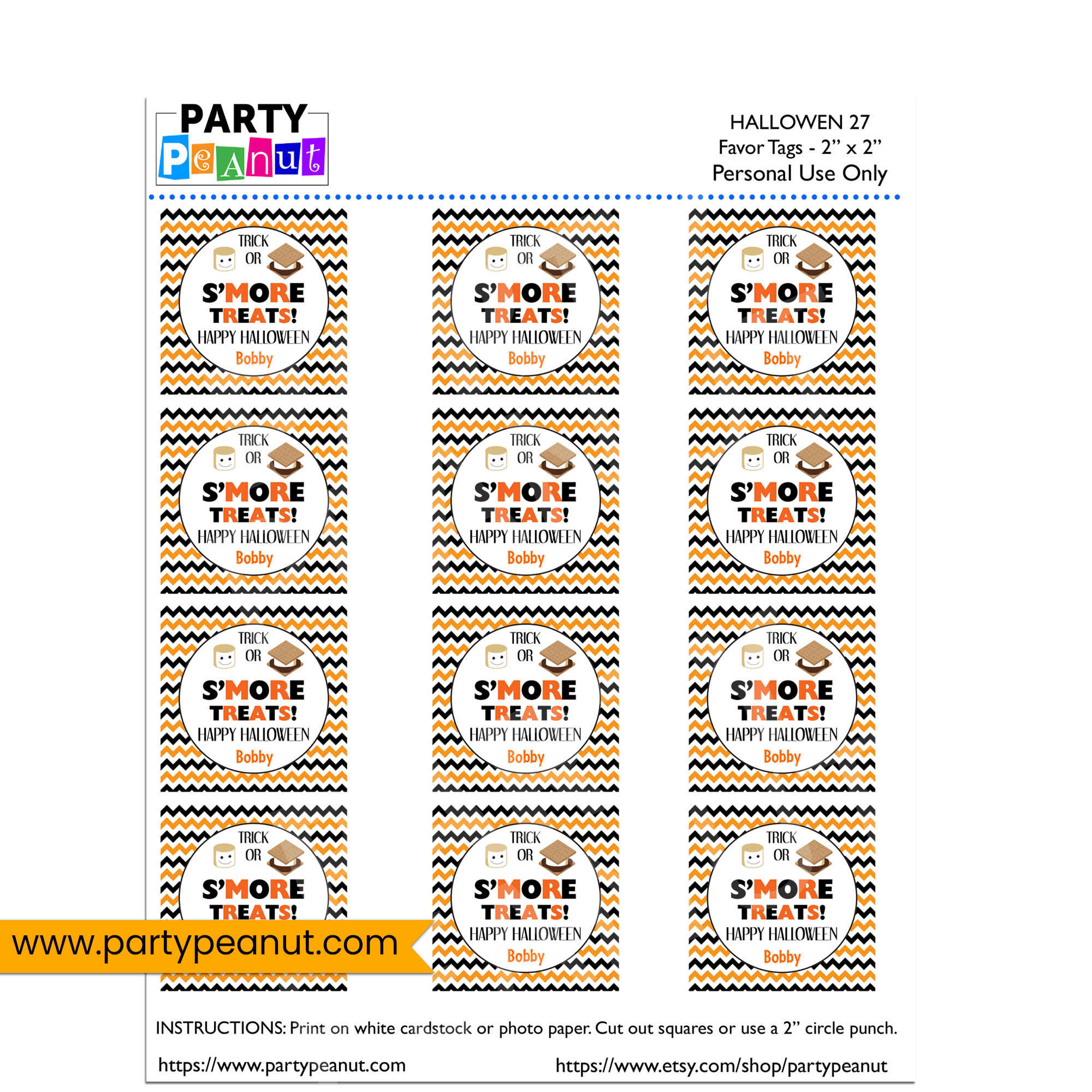 Smore Halloween Party Favor Tags - Party Peanut regarding Free Printable Halloween Smores Tags