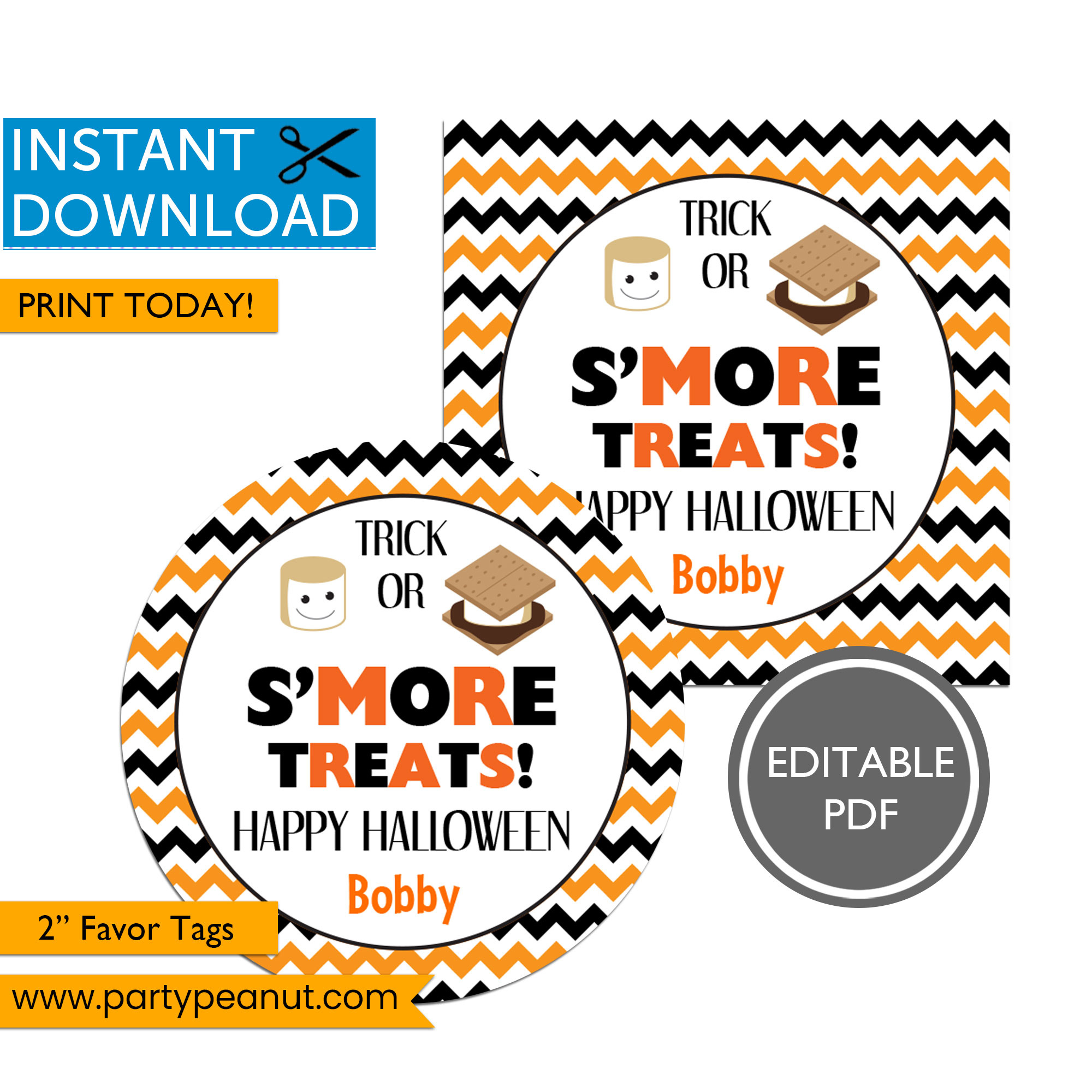 Smore Halloween Party Favor Tags - Party Peanut throughout Free Printable Halloween Smores Tags