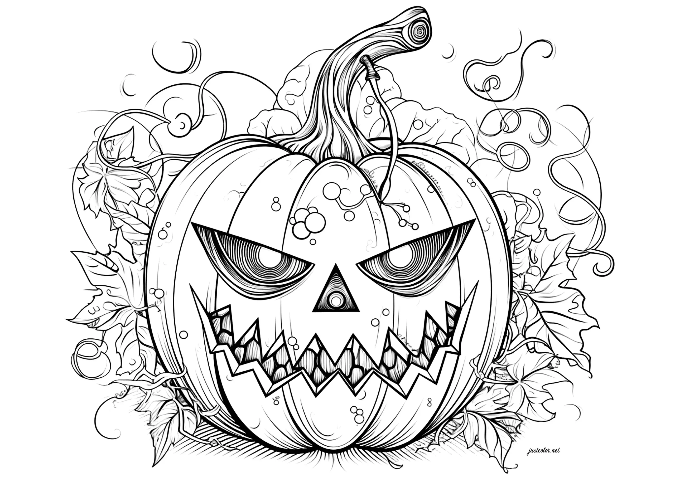 Spooky Halloween Pumpkin - Halloween Coloring Pages For Adults pertaining to Printable Halloween Coloring Pages For Adults