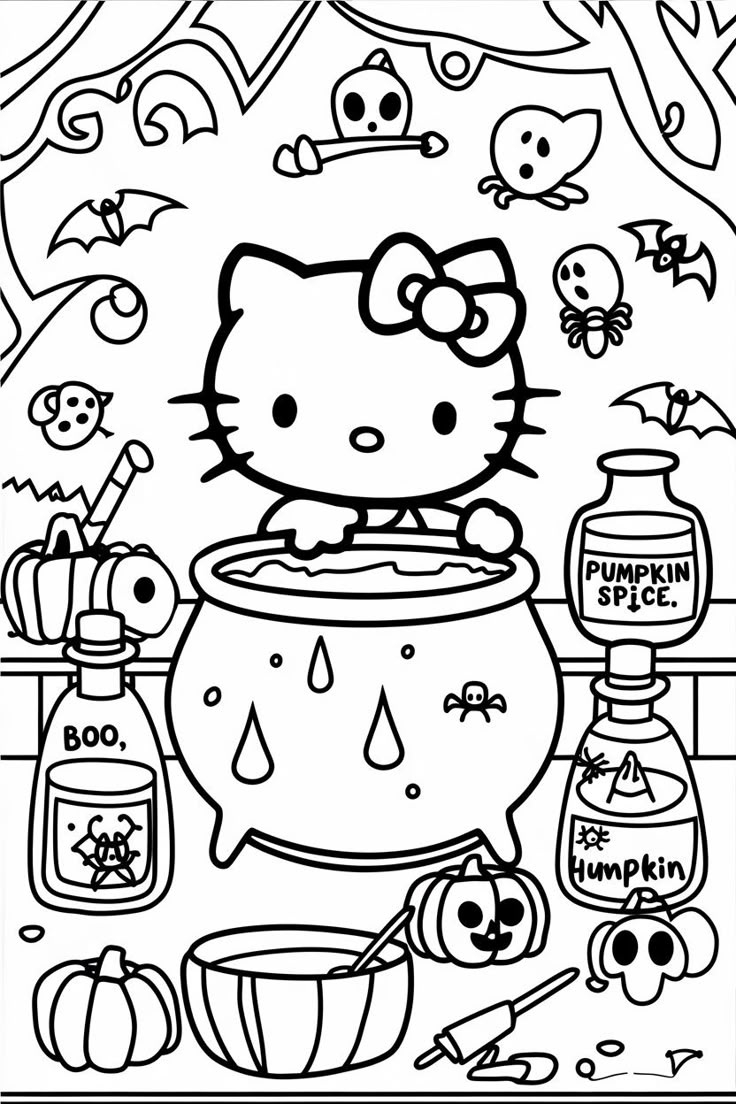 Spooky &amp;amp; Sweet: Hello Kitty Halloween Coloring Pages! 🎃 throughout Printable Halloween Coloring Pages Hello Kitty