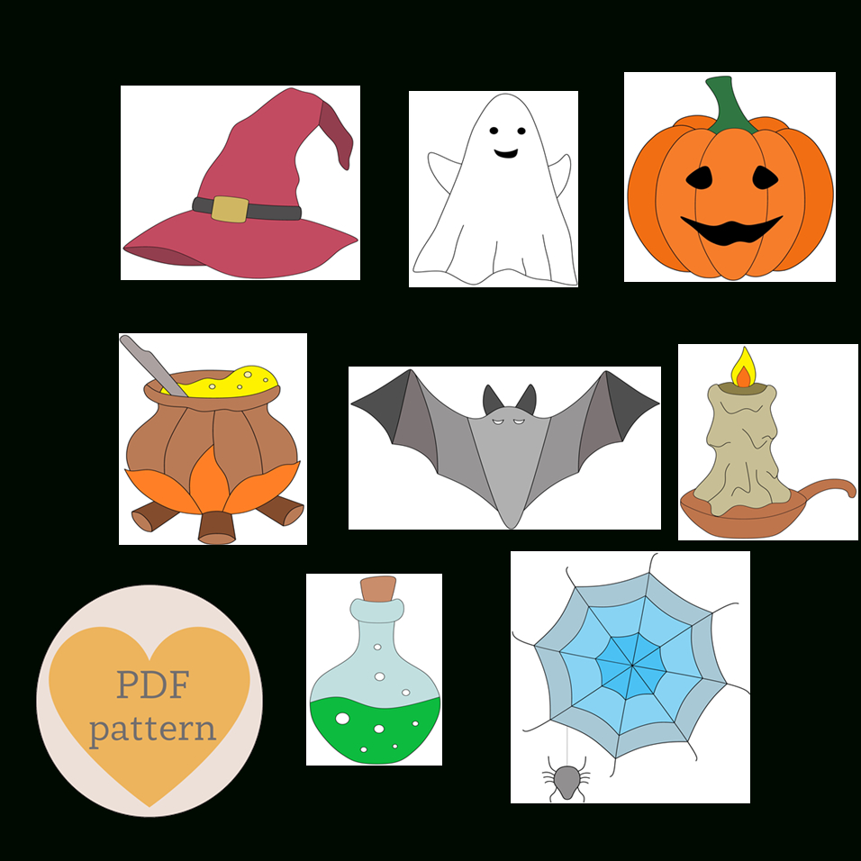 Stained Glass Patterns, Halloween Party Set, Halloween Decor throughout Printable Halloween Stained Glass Patterns