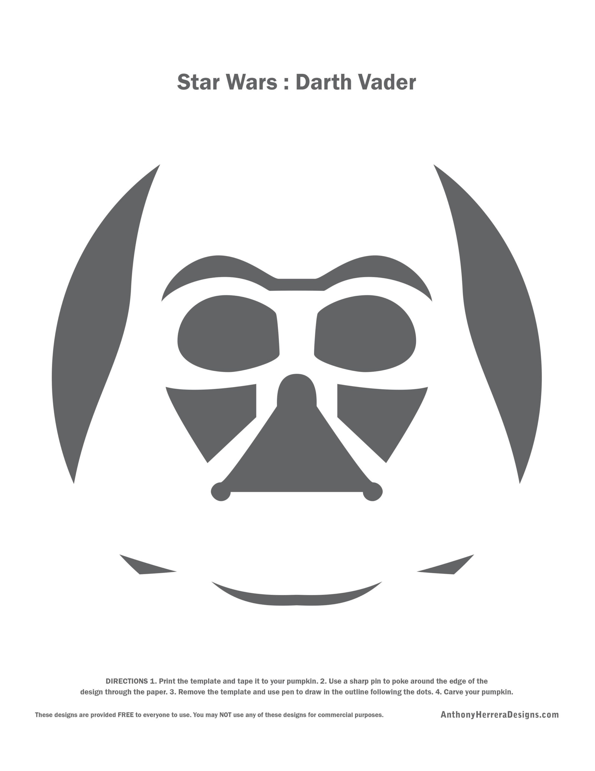 Star Wars: Darth Vader (Free Pumpkin Stencil - Pumpkin Pattern in Darth Vader Pumpkin Stencil Printable