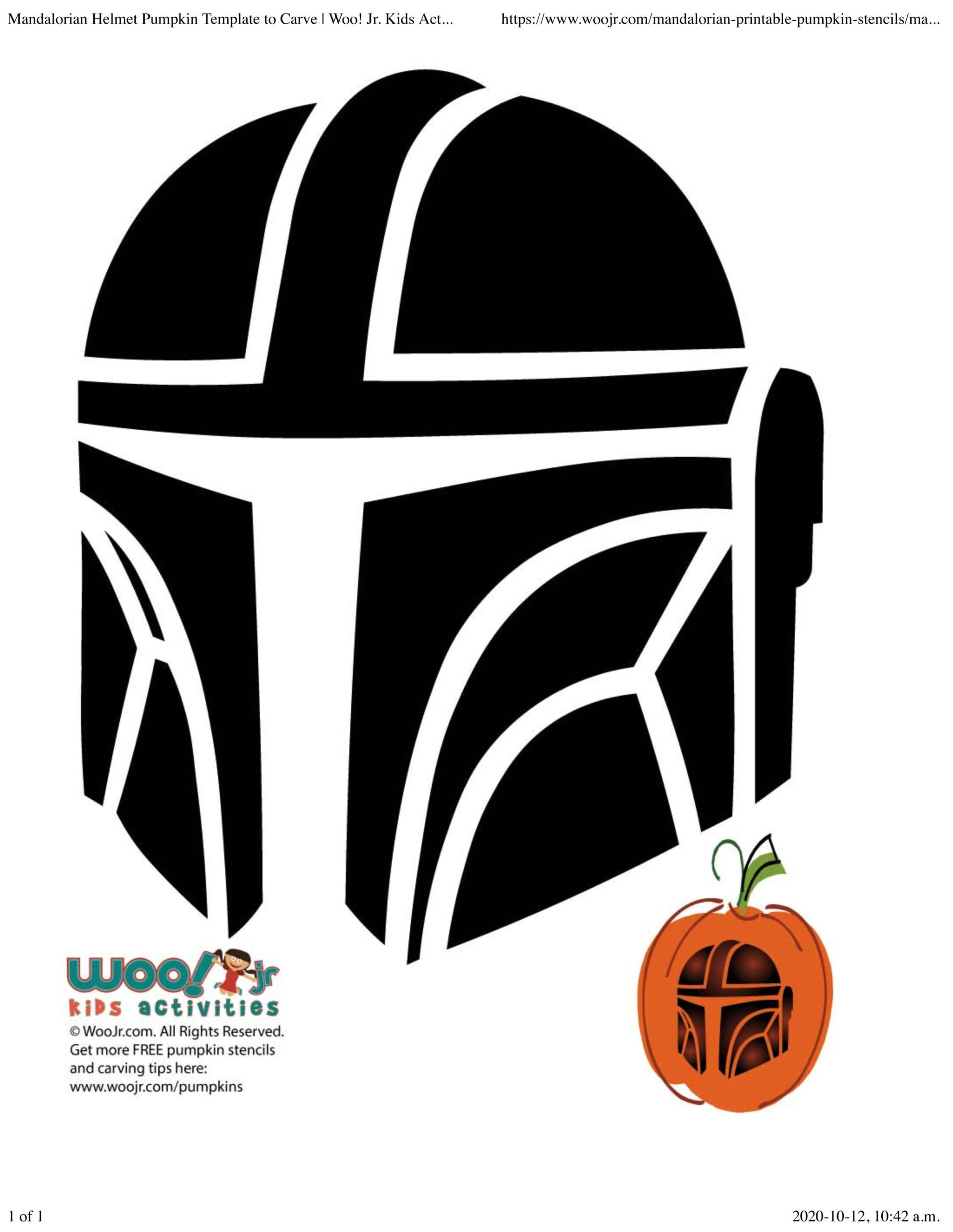 Star Wars: Mandalorian (Free Pumpkin Stencil - Pumpkin Pattern within Star Wars Printable Pumpkin Carving Templates