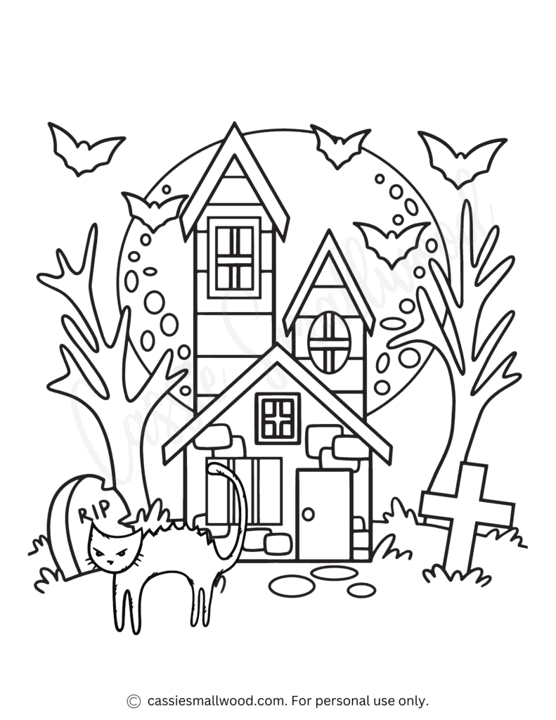 The Best Haunted House Coloring Pages - Cassie Smallwood for Free Printable Halloween Haunted House Coloring Pages