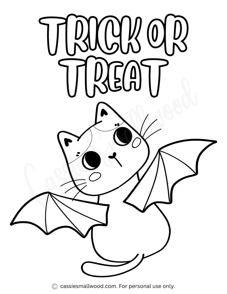 The Cutest Trick Or Treat Coloring Pages - Cassie Smallwood intended for Printable Halloween Coloring Pages Cat