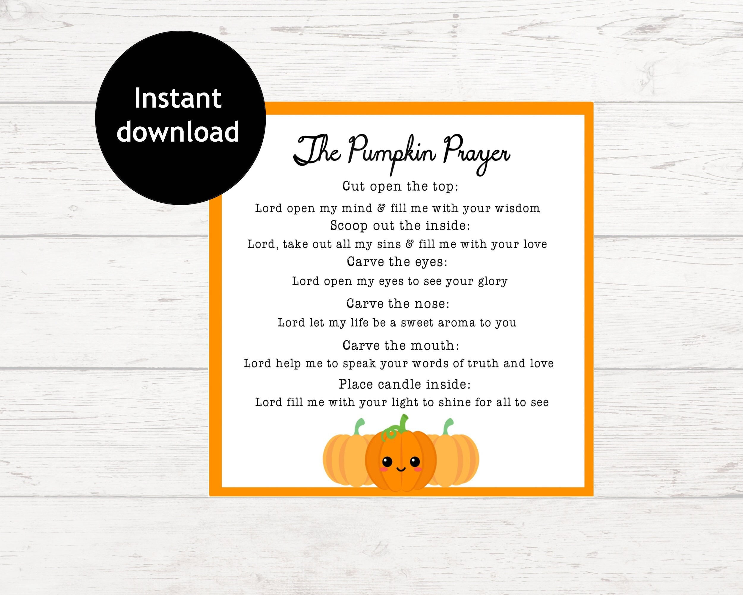 The Pumpkin Prayer Tag | Printable Pumpkin Prayer | Christian in Pumpkin Prayer Printable