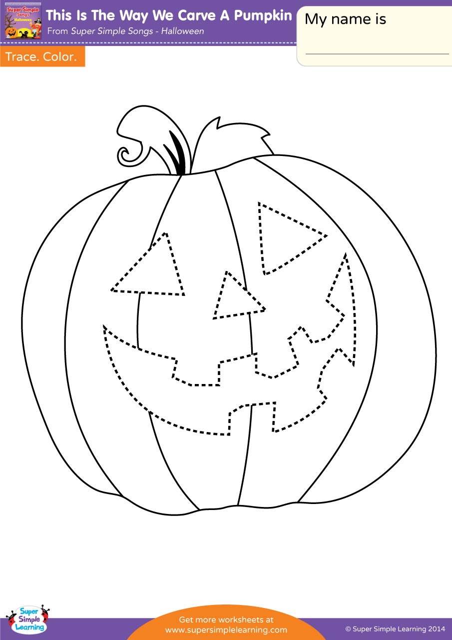 This Is The Way We Carve A Pumpkin Worksheet - Trace - Super Simple within Free Printable Halloween Tracing Worksheets