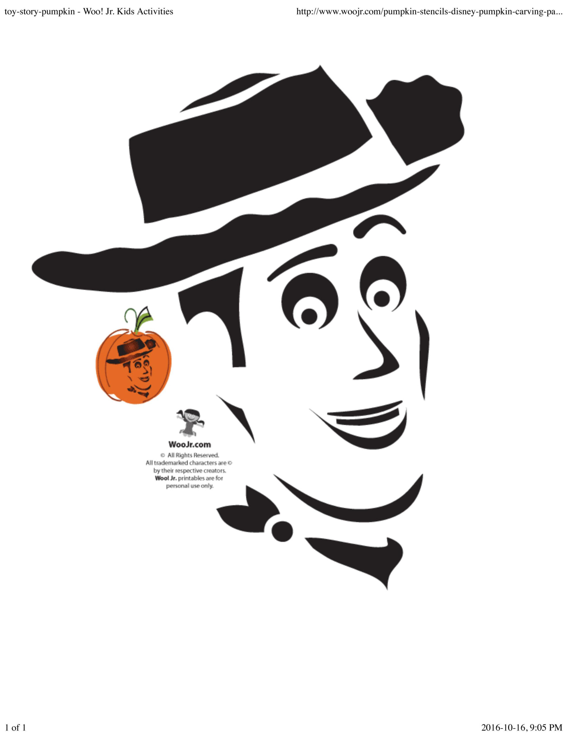 Toy Story: Woody (Pumpkin Stencil - Pumpkin Pattern - Pumpkin within Printable Toy Story Pumpkin Stencil