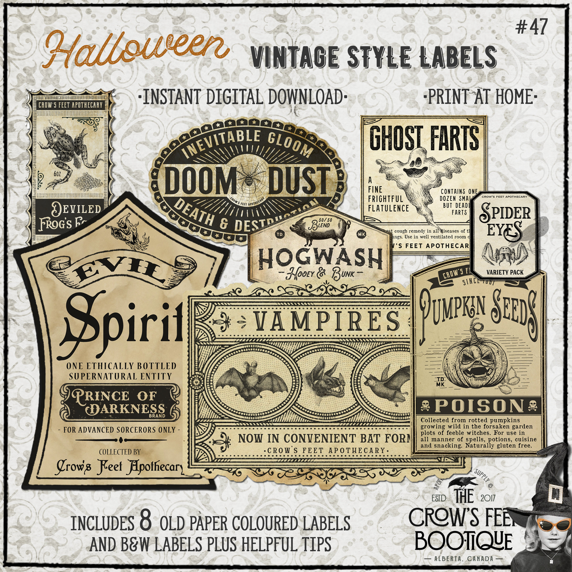 Vintage Look Potion Labels #47, Halloween Apothecary Labels For pertaining to Printable Halloween Apothecary Labels