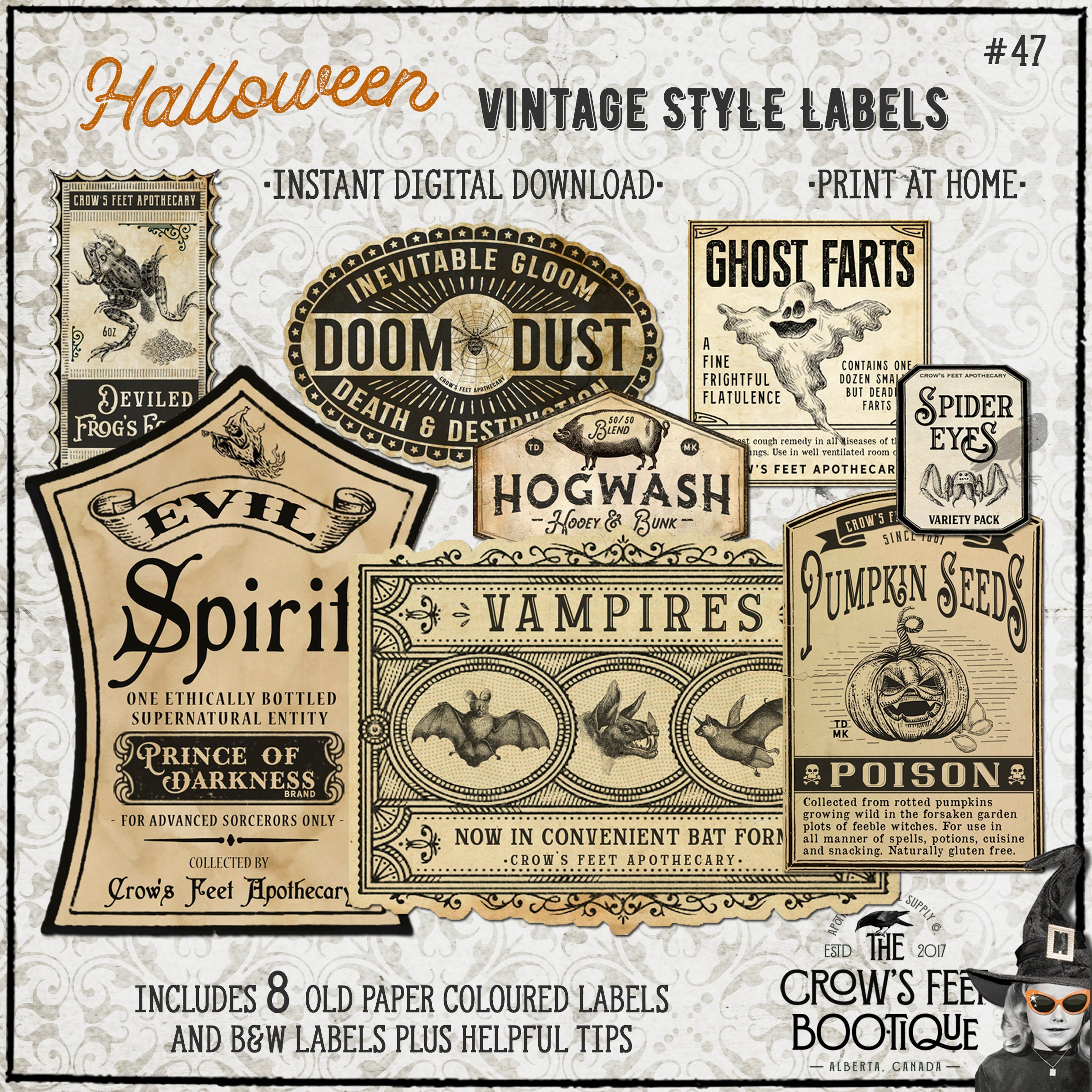 Vintage Look Potion Labels #47, Halloween Apothecary Labels For within Printable Apothecary Labels For Halloween