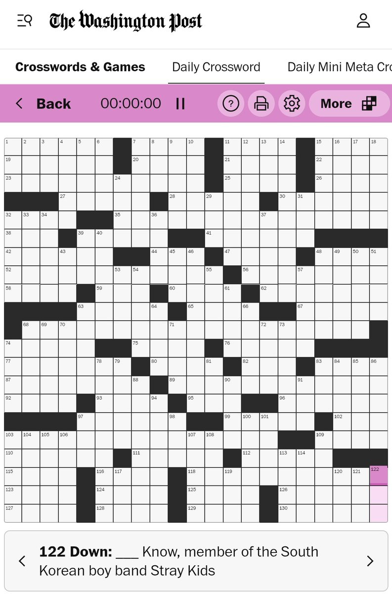 Viral Leeknow On X: &quot;Lee Know Was A Clue In Today&#039;S Washington pertaining to Printable Sunday Crossword Washington Post