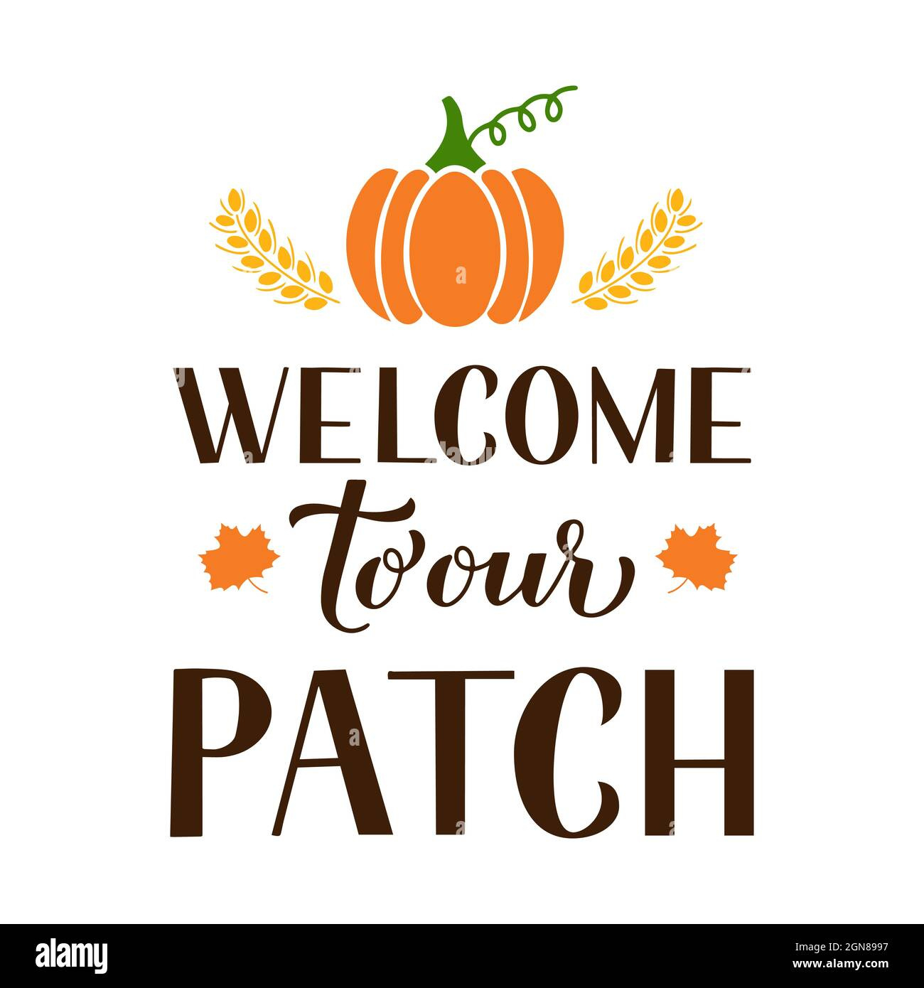 Welcome To Our Patch Quote With Hand Drawn Pumpkin. Vector throughout Welcome To Our Pumpkin Patch Free Printable