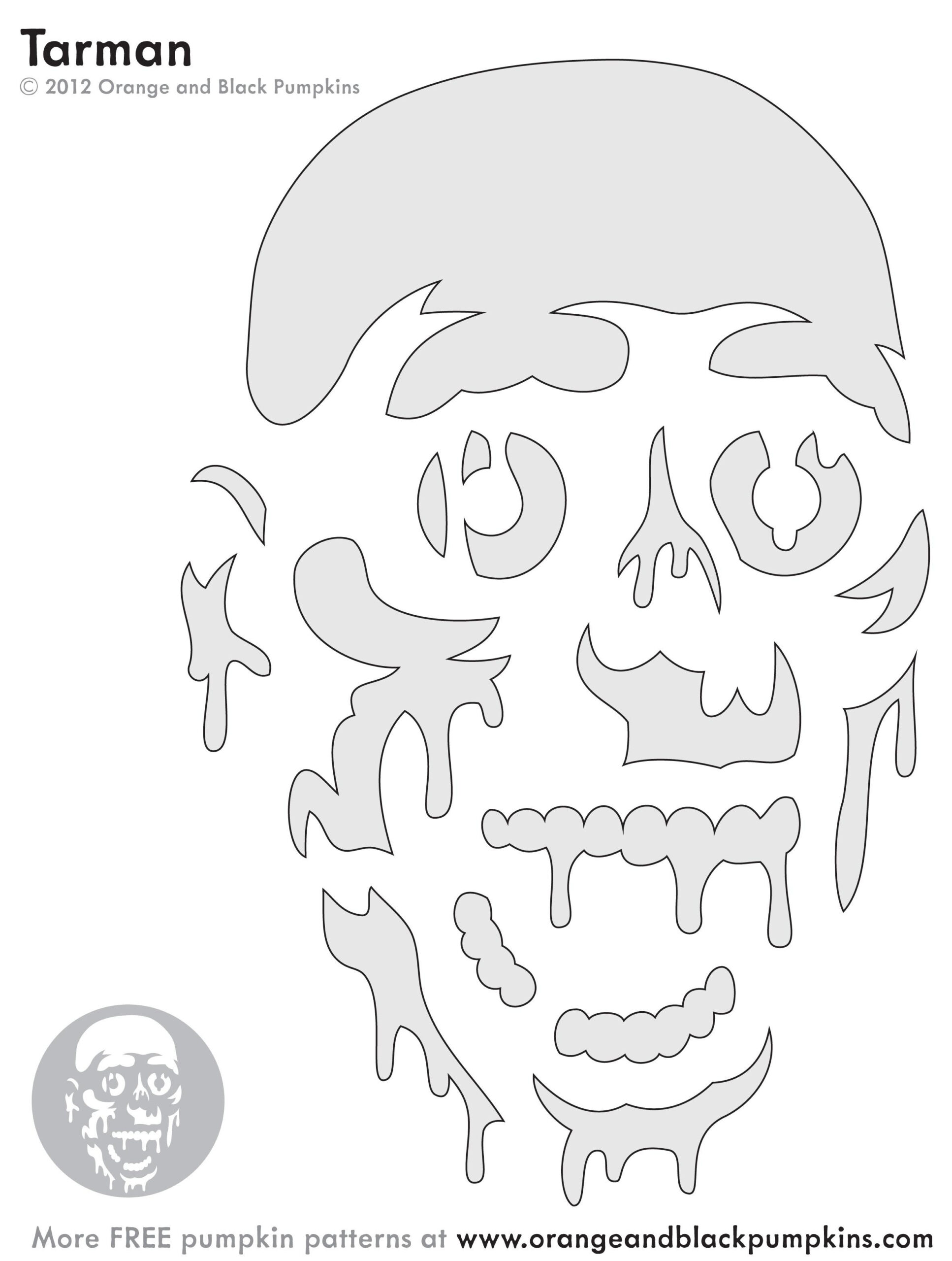 Zombie (Pumpkin Stencil - Pumpkin Pattern - Pumpkin Template in Printable Zombie Pumpkin Stencils