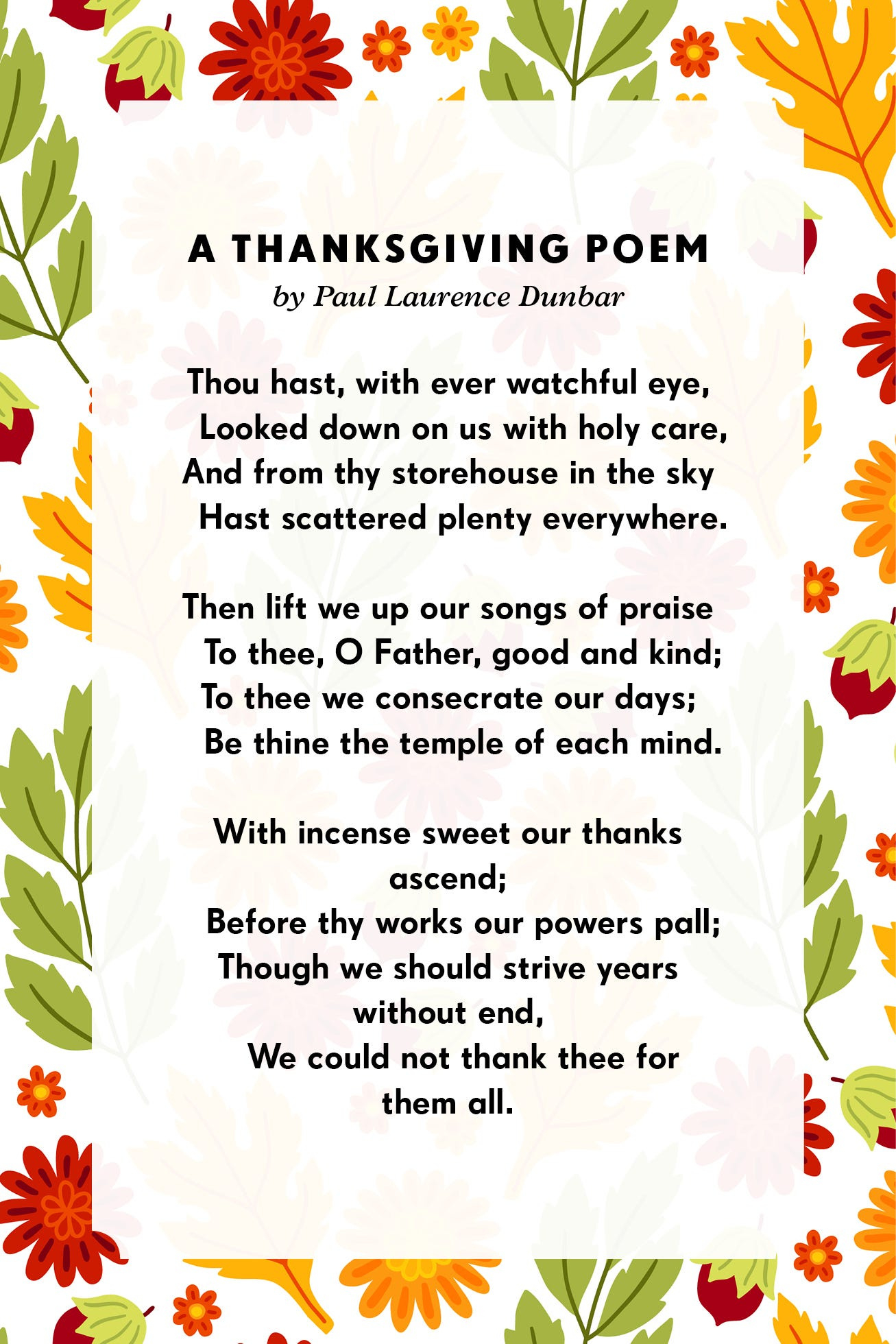 11 Thanksgiving Poems For Family within Thanksgiving Poems By Famous Poets