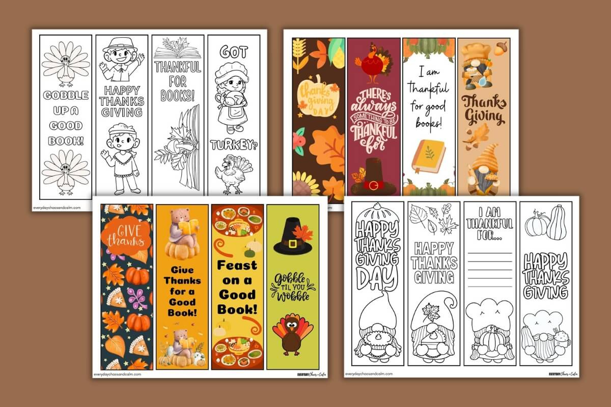 16 Free Printable Thanksgiving Bookmarks (Pdf Download) for Thanksgiving Bookmarks Free Printable