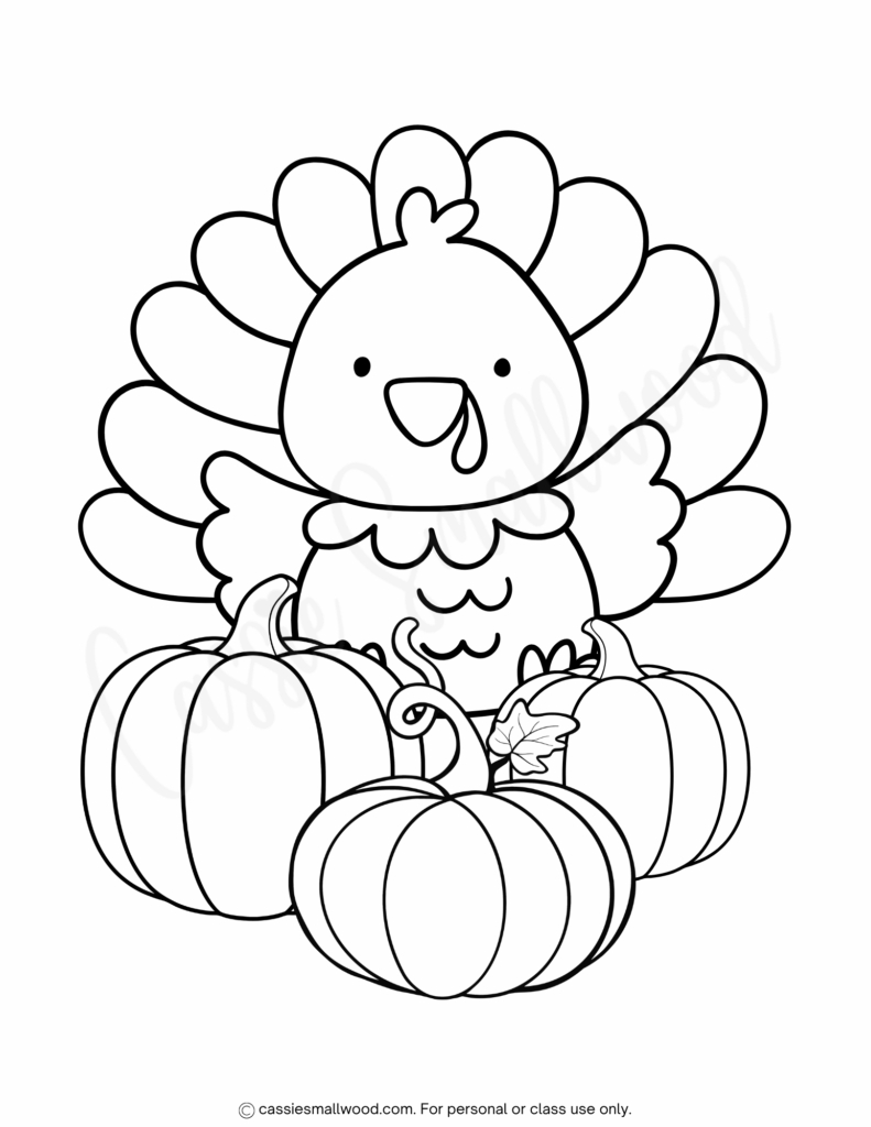 24 Cute Turkey Coloring Pages - Cassie Smallwood for Thanksgiving Coloring Sheet Printable