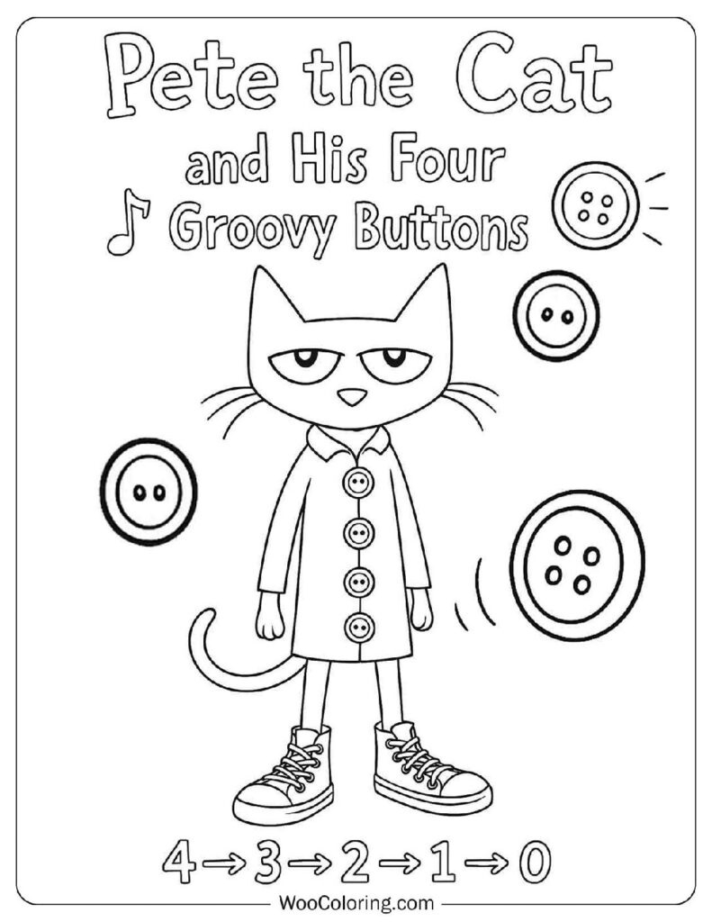 30 Pete The Cat Coloring Pages (Free Pdf To Print) | Woo Coloring throughout Printable Pete the Cat and His Four Groovy Buttons