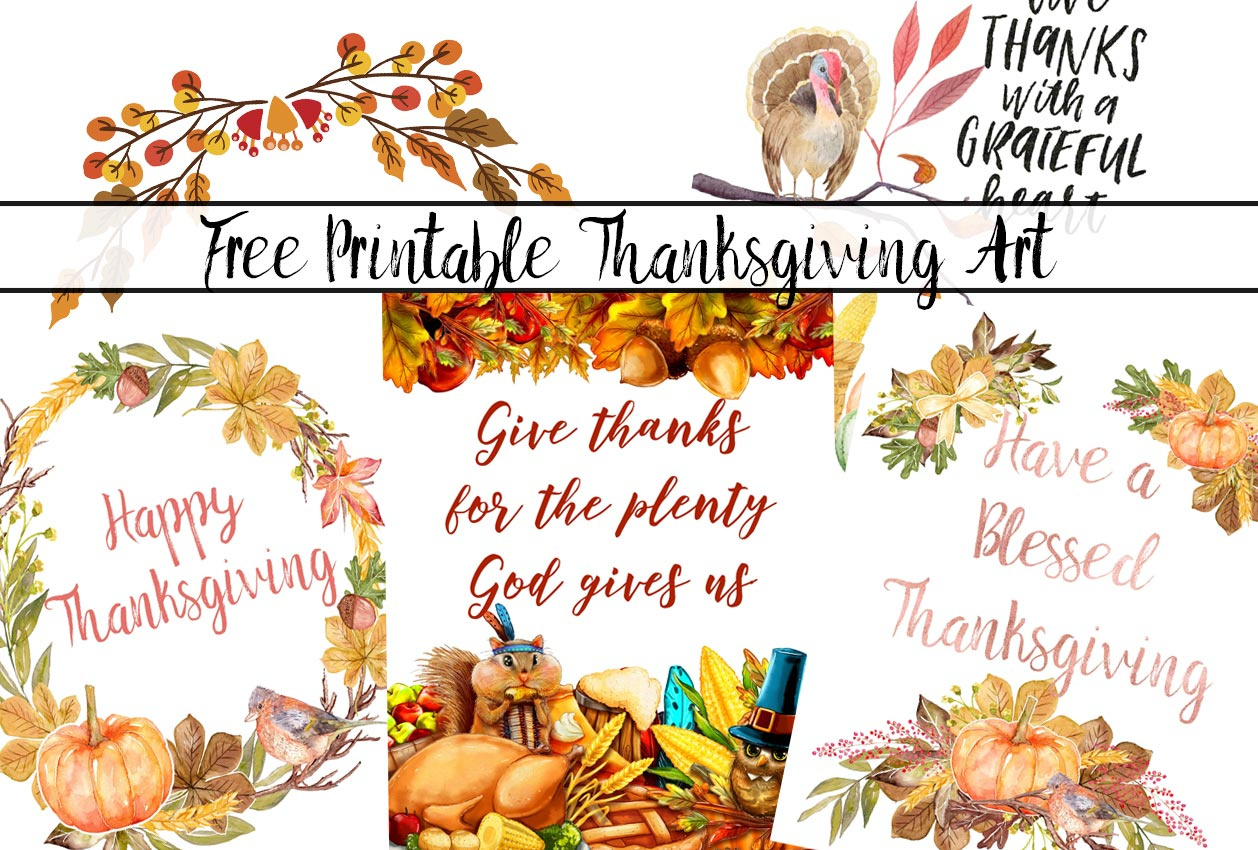 4 Gorgeous Free Printable Thanksgiving Wall Art Designs intended for Free Printable Thanksgiving Clip Art