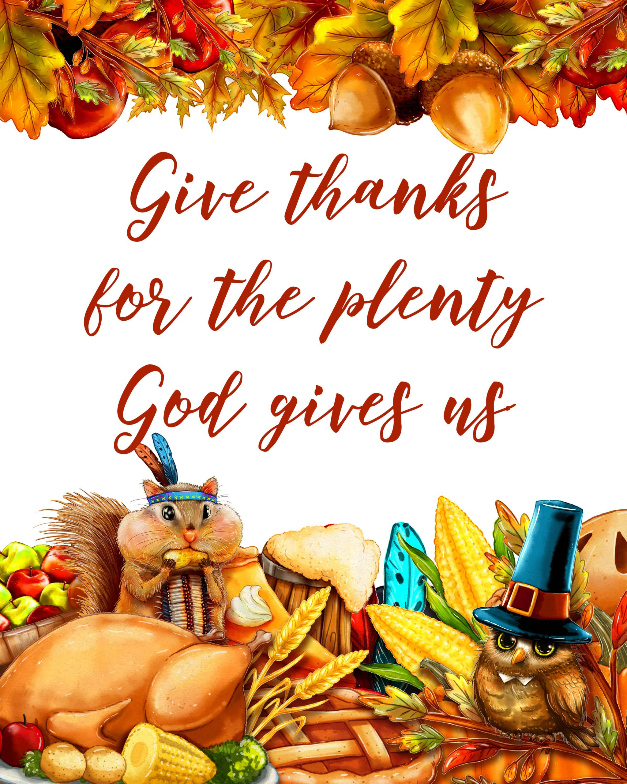 4 Gorgeous Free Printable Thanksgiving Wall Art Designs within Free Printable Thanksgiving Clip Art