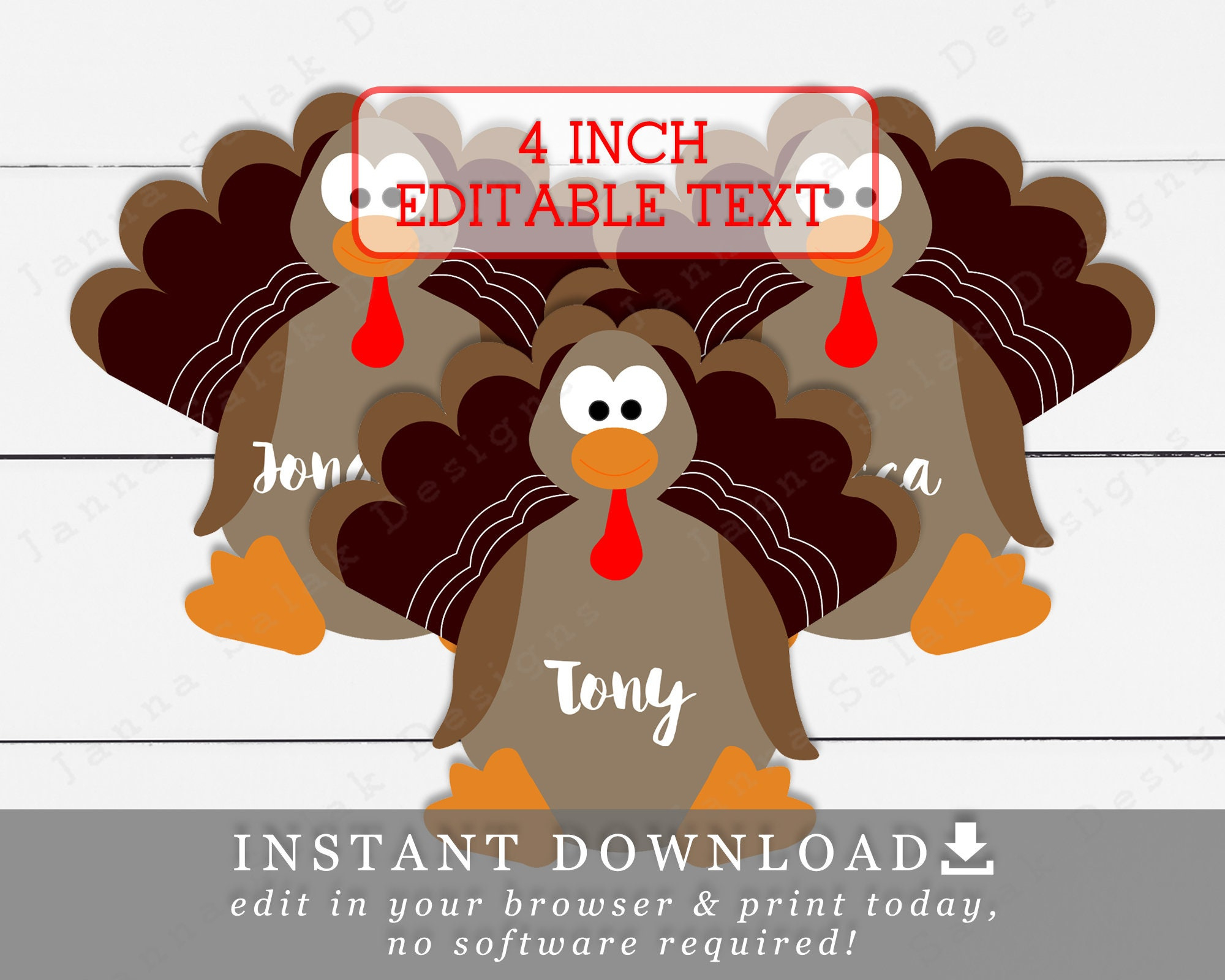 4&amp;quot; Turkey Name Tags With Editable Text Diy Printable Template with regard to Turkey Name Tags Printable