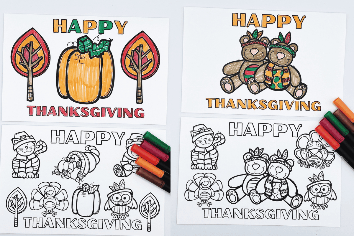 6 Free Printable Thanksgiving Cards To Color For Kids in Thanksgiving Printable Cards To Color