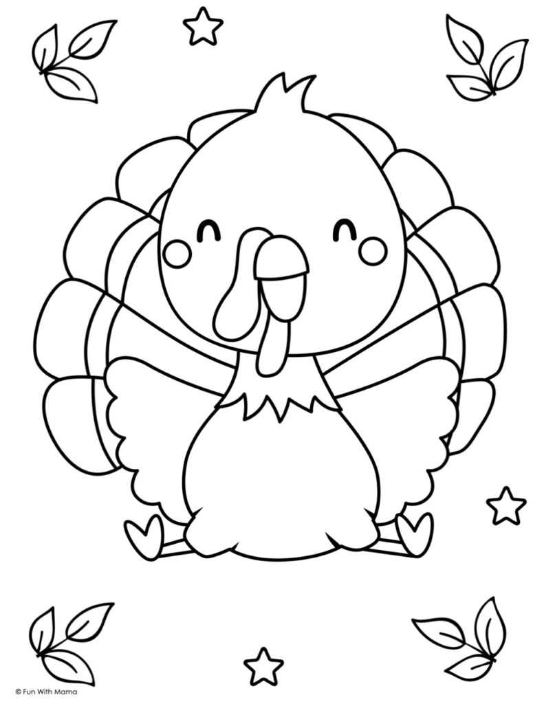 6 Free Turkey Coloring Pages - Fun With Mama for Turkey Printable For Kids