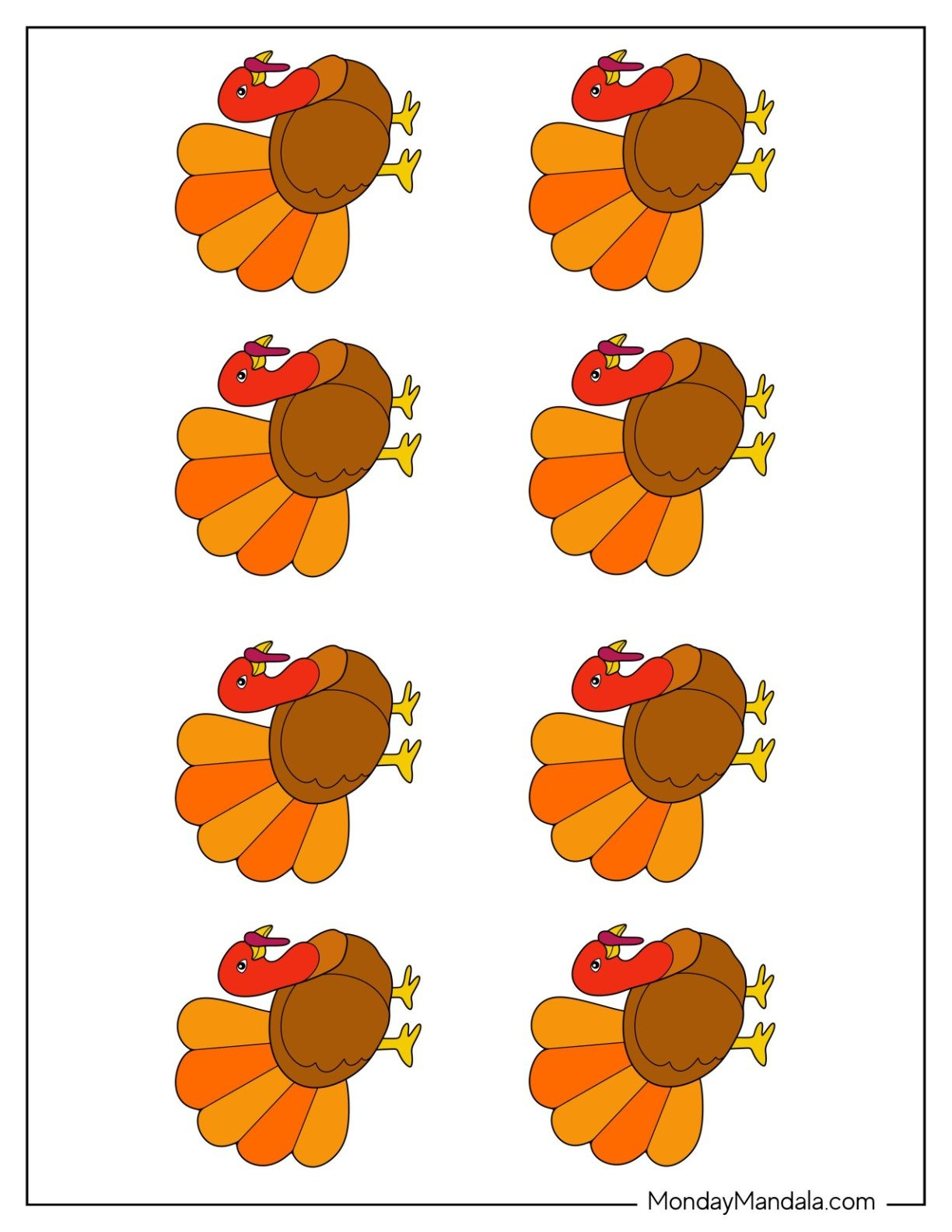 62 Turkey Templates (Free Pdf Printables) in Colored Turkey Template Printable