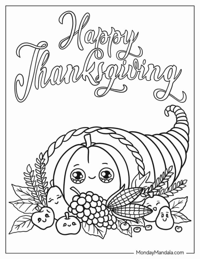 67 Thanksgiving Coloring Pages (Free Pdf Printables) inside Free Printable Cute Thanksgiving Coloring Pages