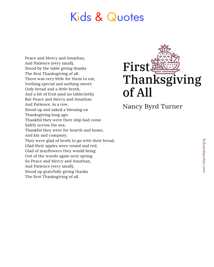 7 Beautiful Thanksgiving Poems For Kids That Are Printable &amp;amp; Free for First Thanksgiving Poem