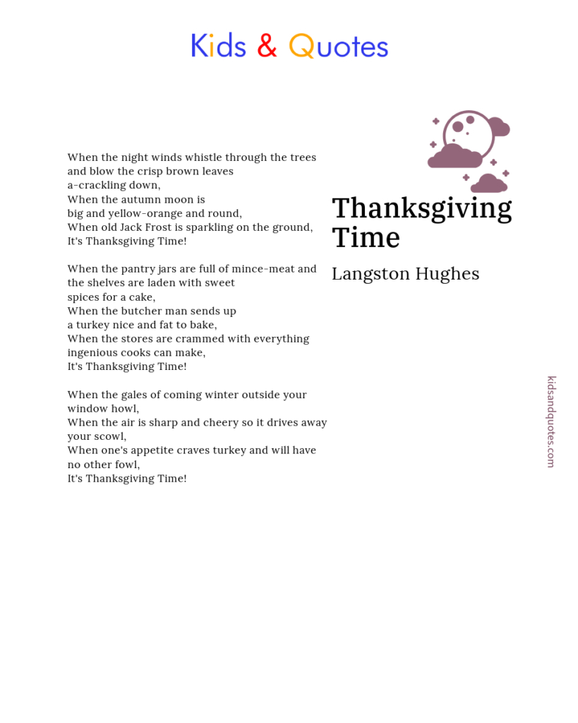 7 Beautiful Thanksgiving Poems For Kids That Are Printable &amp;amp; Free throughout Langston Hughes Thanksgiving Poem