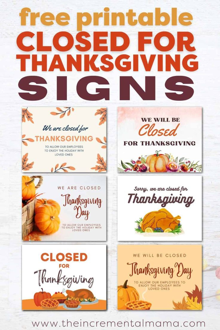 7 Free Printable Closed For Thanksgiving Sign Templates regarding Free Printable Closed For Thanksgiving Sign