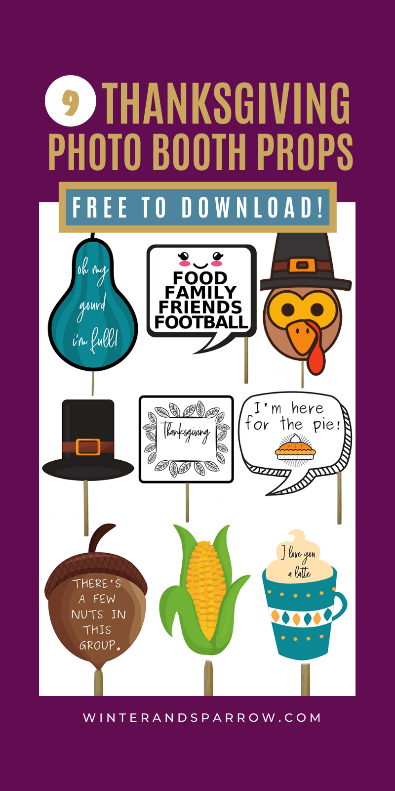 9 Totally Cute + Free Photo Booth Props Printable: Thanksgiving pertaining to Thanksgiving Photo Props Printable