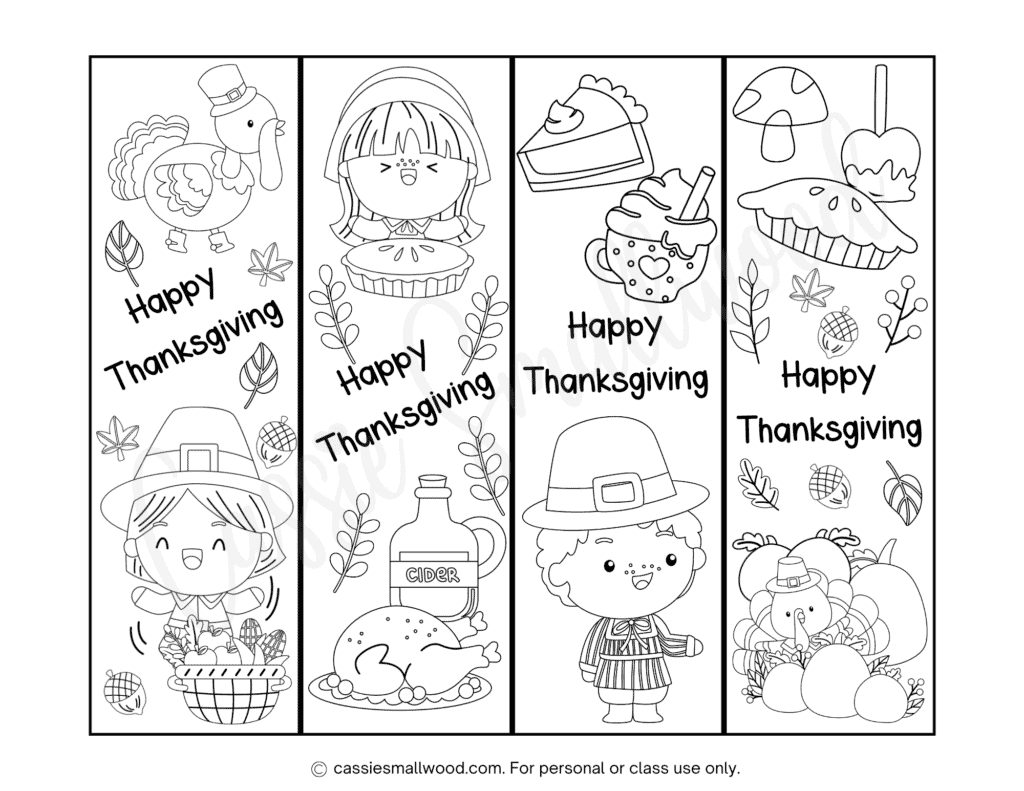92 Cute Free Printable Bookmarks - Cassie Smallwood for Thanksgiving Bookmarks Free Printable