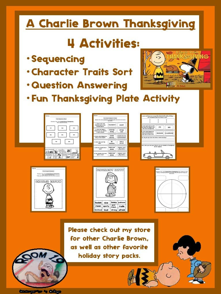 A Charlie Brown Thanksgiving Story Pack - Sequencing, Characters throughout A Charlie Brown Thanksgiving Math Worksheet Answers