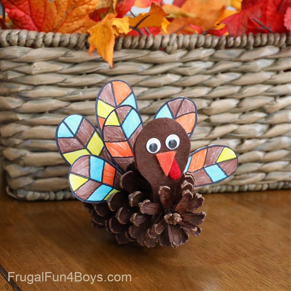 Adorable Pine Cone Turkeys - Frugal Fun For Boys And Girls in Pinecone Turkey Craft Printable