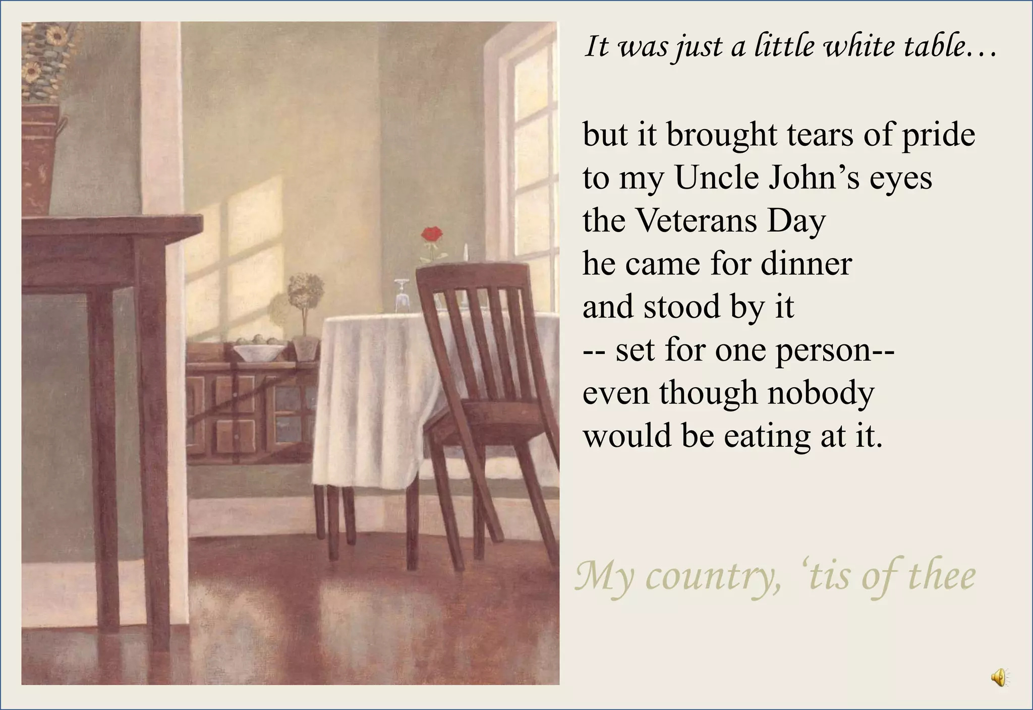 America&amp;#039;S White Table | Pptx within Veterans Day White Table Poem