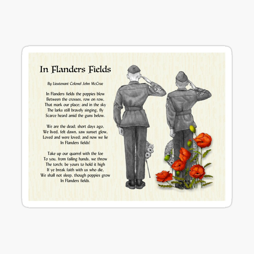 Auf Den Feldern Flanderns, Gedicht, Salutierende Kadetten, Rote Mohnblumen,  Veteranentag Untersetzer (4Er Set) for The Poppy Poem Veterans Day