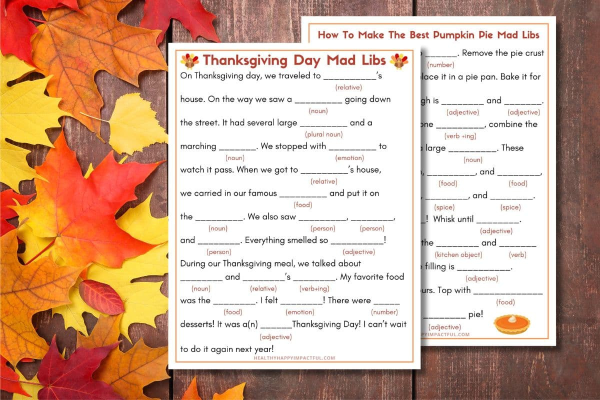 Best Thanksgiving Mad Libs Free Printable (Use It This Year!) for Thanksgiving Mad Libs Free Printable