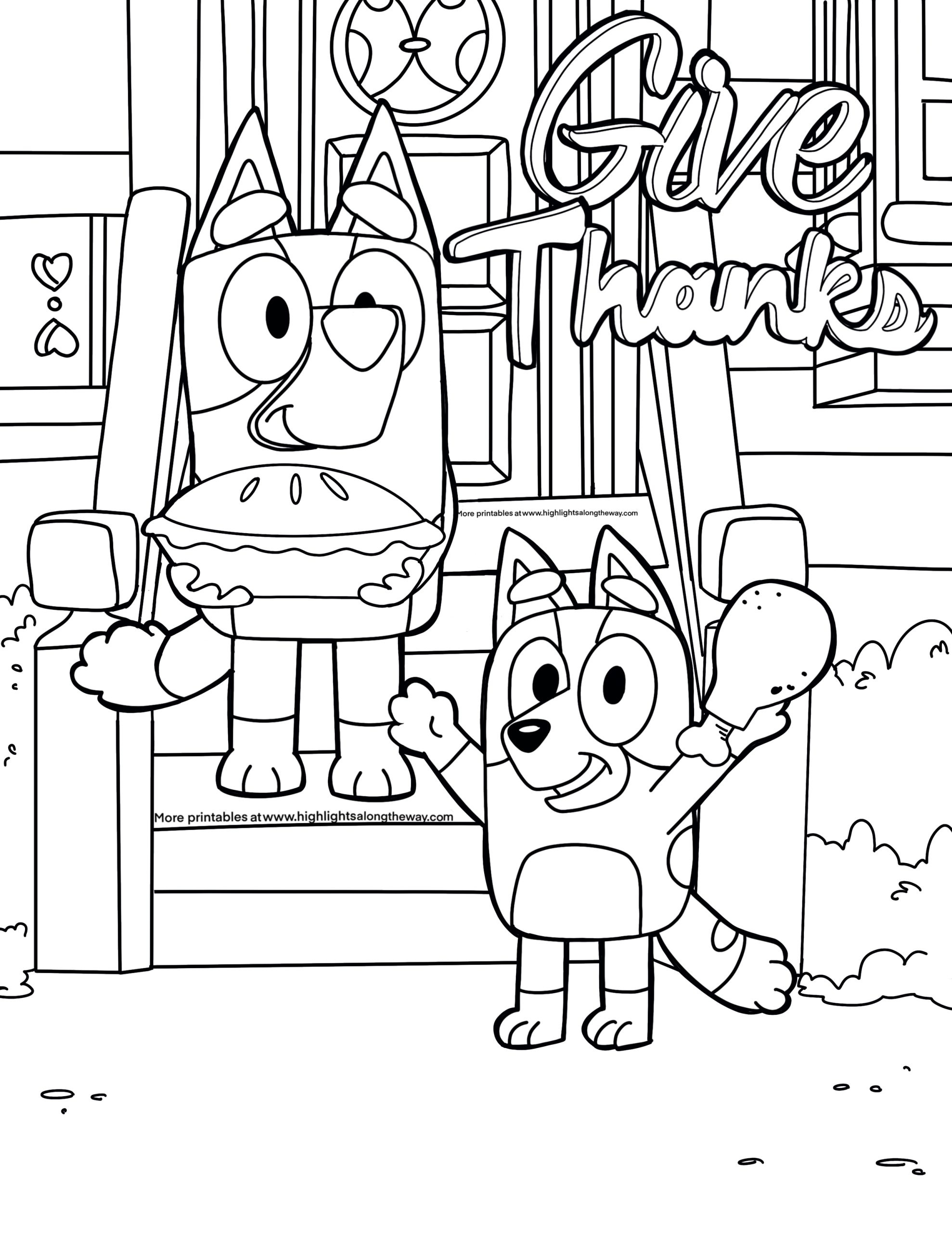 Bluey Thanksgiving Coloring Page And Fall Coloring Page intended for Free Printable Thanksgiving Coloring Pages