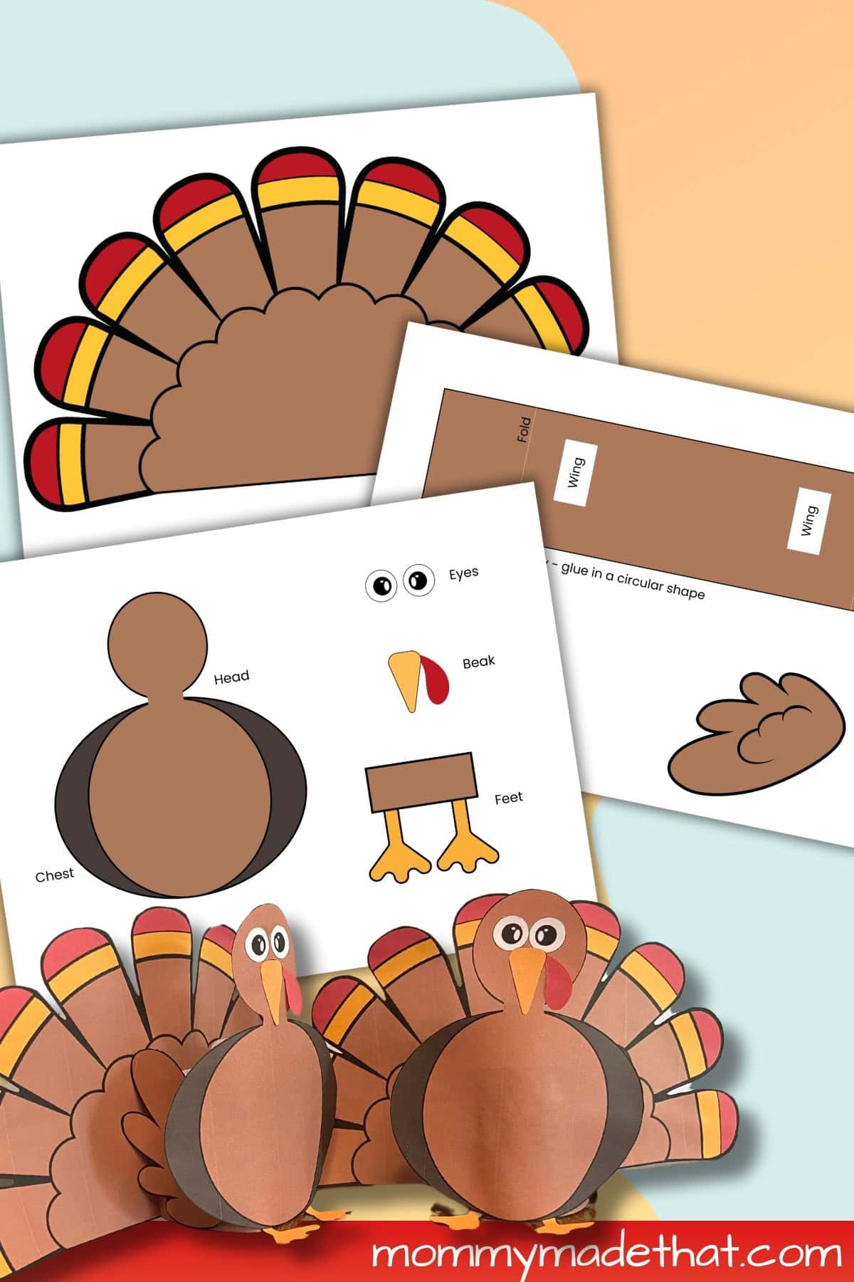 Build A 3D Turkey (Free Cut Out Printable) regarding Feed The Turkey Free Printable