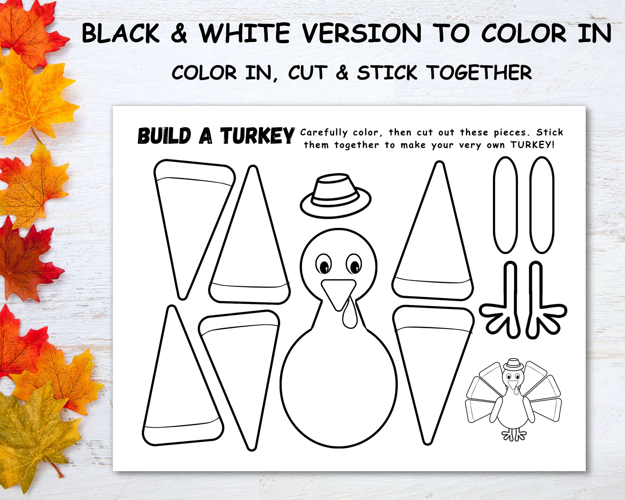 Build A Turkey Craft For Thanksgiving, Kids Crafting Activity for Make Your Own Turkey Printable